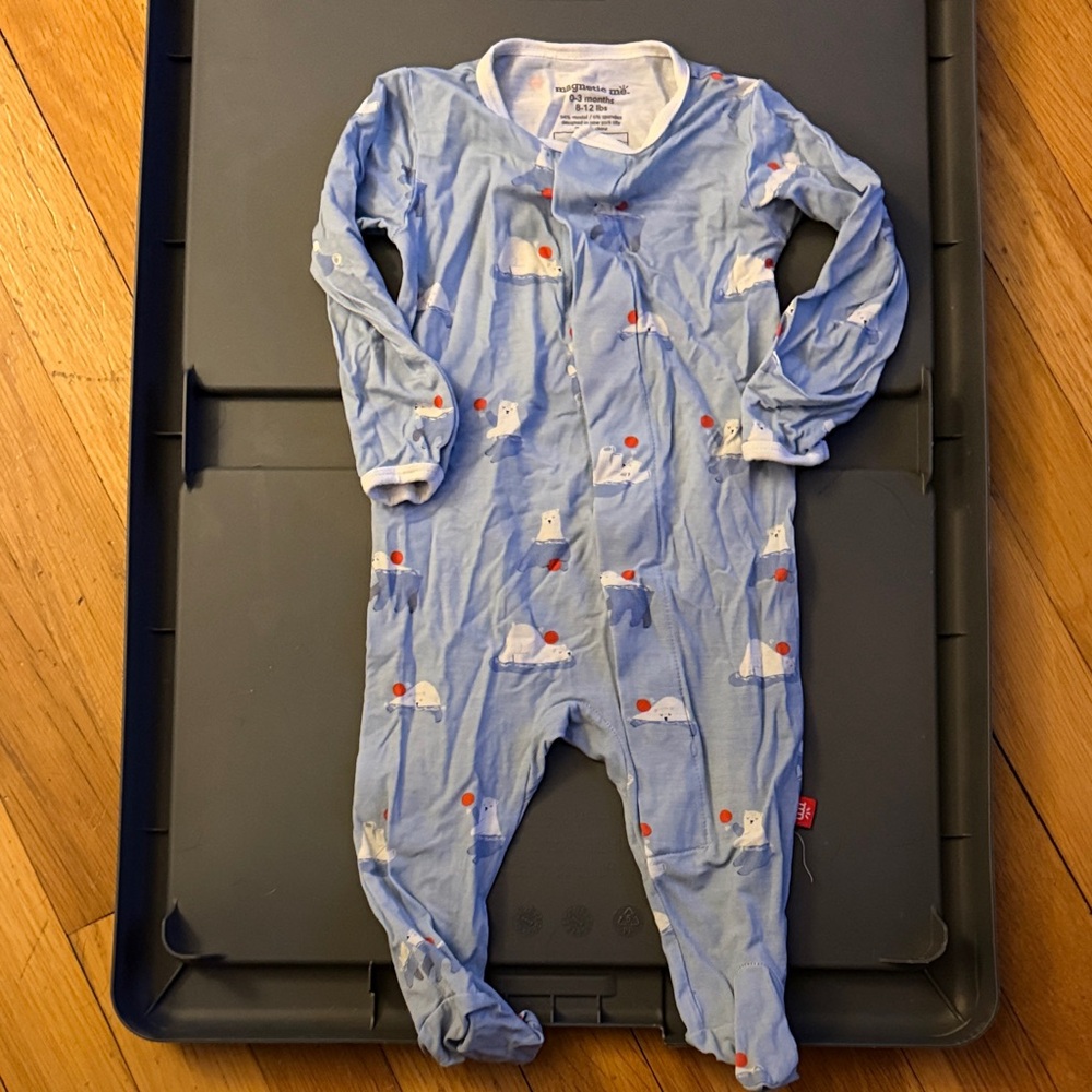 Magnetic me Blue Kids Footie with Polar Bear Design